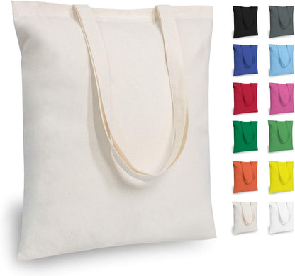 TOPDesign Cotton Tote Bags - Lightweight & Reusable Grocery Shopping Bags | 6-Pack for DIY & Promotions