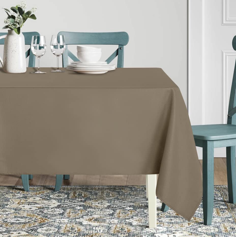 sancua Square Tablecloth - 54 x 54 Inch - Stain and Wrinkle Resistant Washable Polyester Table Cloth, Decorative Fabric Table Cover for Dining Table, Buffet Parties and Camping, Taupe