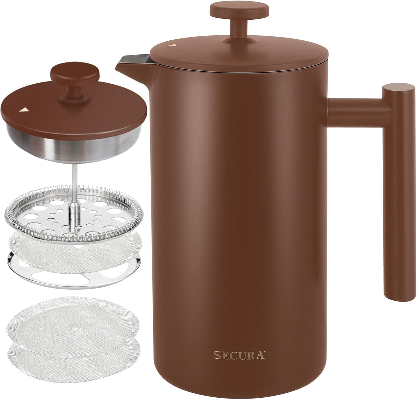 Secura French Press Coffee Maker - 304 Grade Stainless Steel Insulated Design | 34oz (1 Litre) Capacity
