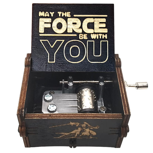 Bolunlun Star Wars music box, wooden hand crank music box, wooden toys for movie fans, gifts for boyfriends and kids, perfect for Valentine's Day, birthdays, Halloween and Christmas. (Star Wars song)