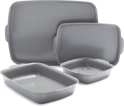 GreenPan Premiere Bakeware Set - Healthy Ceramic Nonstick 4-Piece | PFAS-Free, Oven Safe to 600°F, Gray