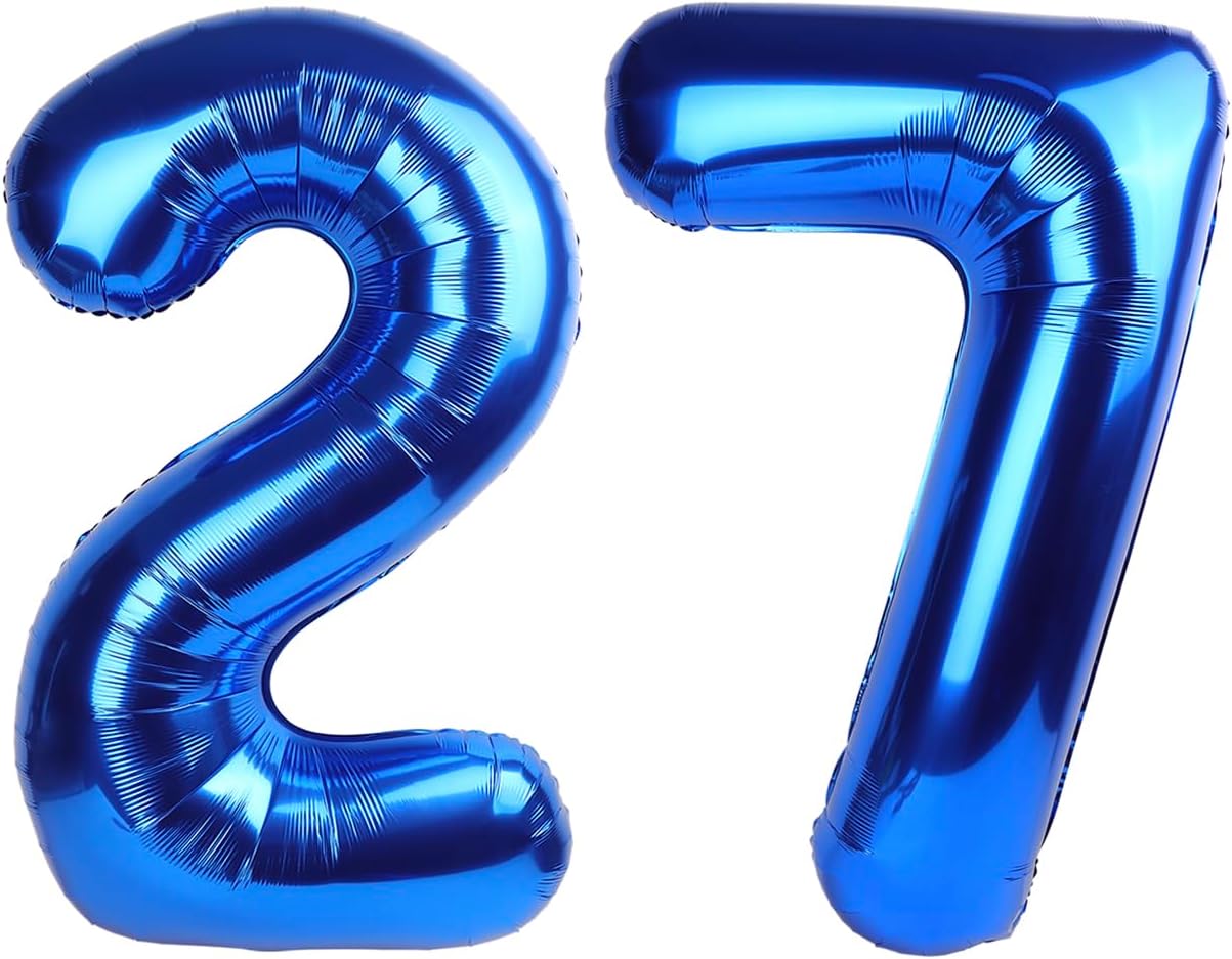 Number 27 Navy Blue Balloon - 40 Inch Birthday Decoration for 27th Celebration | Party Supplies