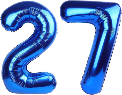 Number Balloons by Happy | Dark Blue 27 Birthday Decoration for Men & Women - Foil Design