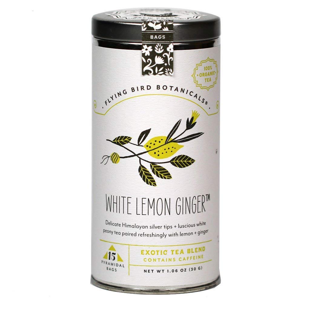 FLYING BIRD BOTANICALS White Lemon Ginger Tea, 15 CT