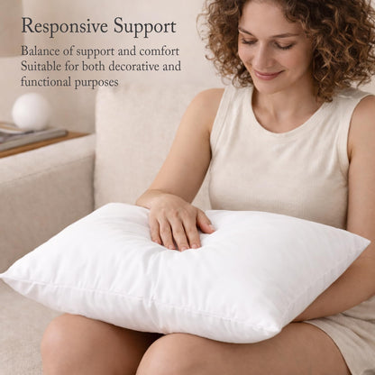 puredown® Natural Feather Down Throw Pillow Inserts 20 x 20 (Set of 2, White), Décor Pillow for Couch, Chairs, Office, Apartments