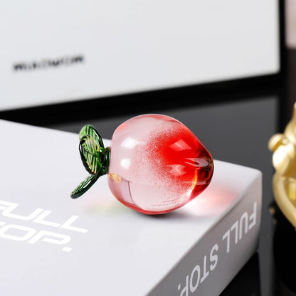 YWHL Handcrafted Glass Peach Figurine - Elegant Kitchen Decor & Crystal Art Collectible | Perfect for Home Office Tabletop