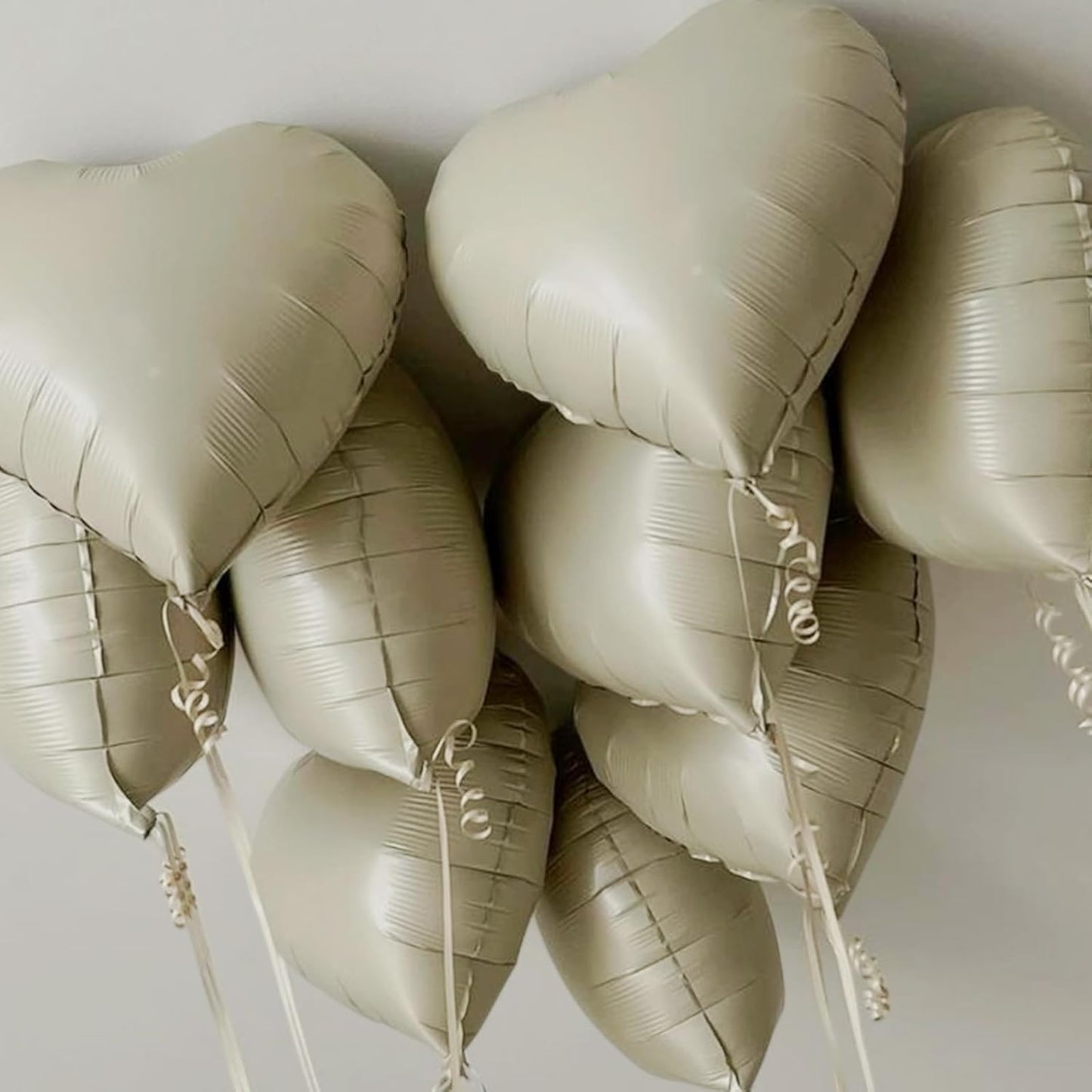 Skiennix Cream Heart Balloons - 18 Inch White Foil Heart Balloons | 12PCS Romantic Party Decor