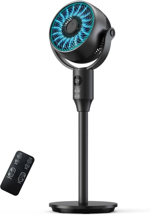 JYMIPA Oscillation Standing Fan - Whisper Quiet 3 Modes & 8 Speeds | 79ft Airflow, Adjustable 24-42" Height