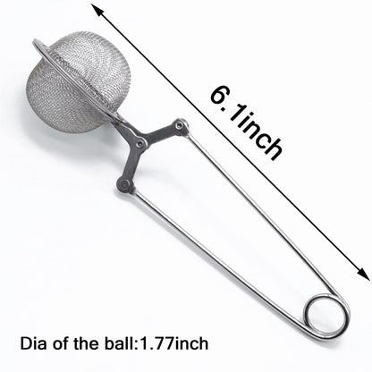 TIHOOD 10PCS Snap Tea Infuser,Stainless Steel Mesh Ball Tea Strainer with Handle for Loose Tea Leaf Pincer Tea Ball Tea Filter Tong