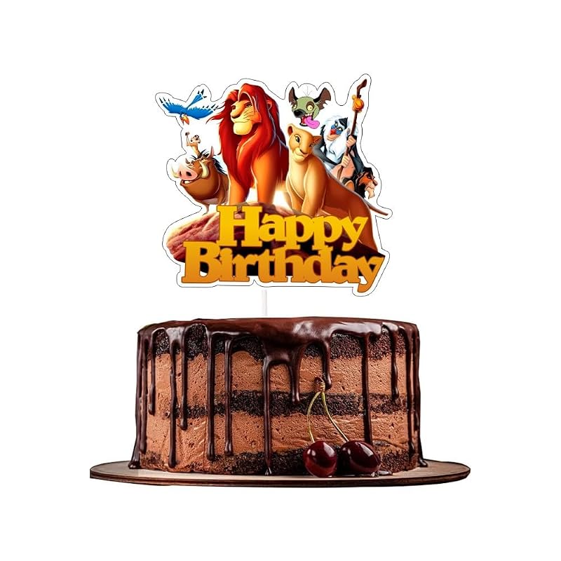 Lion King Cake Decorations Set with Topper and Cupcake Toppers for Birthday Party