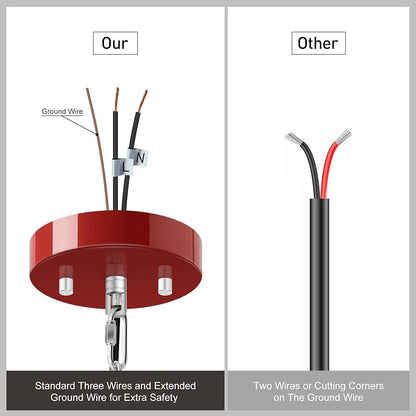 Red Pendant Light for Kitchen Island - 10.6" Wide, 71" Adjustable Height with Metal Shade