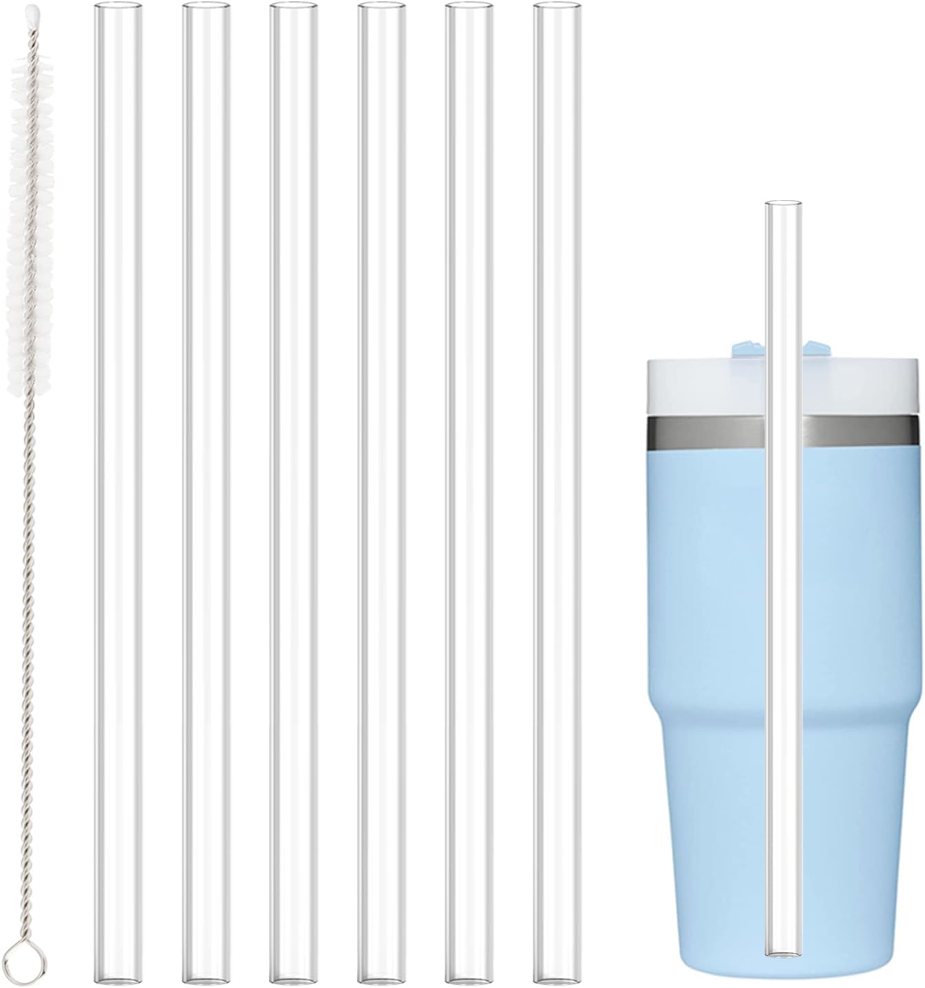 Stanley Replacement Straw Set - 6 Pack Reusable Straws with Cleaning Brush for 14 oz & 20 oz Tumblers