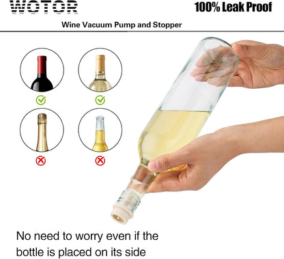 WOTOR Wine Stoppers Vacuum, Wine Saver, Wine Pump Vacuum Stoppers, Wine Preserver, Reusable Bottle Sealer Keeps Wine Fresh (Cream, 24 Pieces)