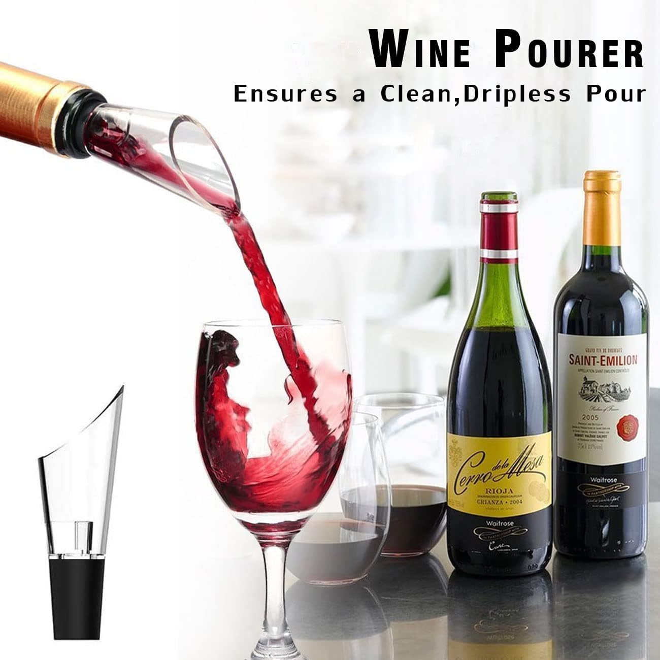 Wine Bottle Opener Set(4PCS),Travel Portable Pocket Air Pressure Pump Cork Remover with Aerator, Foil Cutter, and Vacuum Stopper, 7S Quick Bottle Opening, for Home, Restaurant, Party,Wine Lovers
