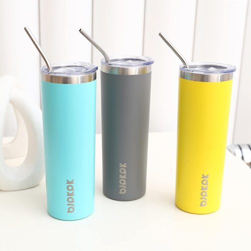 BJPKPK 20 oz Stainless Steel Skinny Tumbler - Vacuum Insulated Travel Coffee Mug | Turquoise