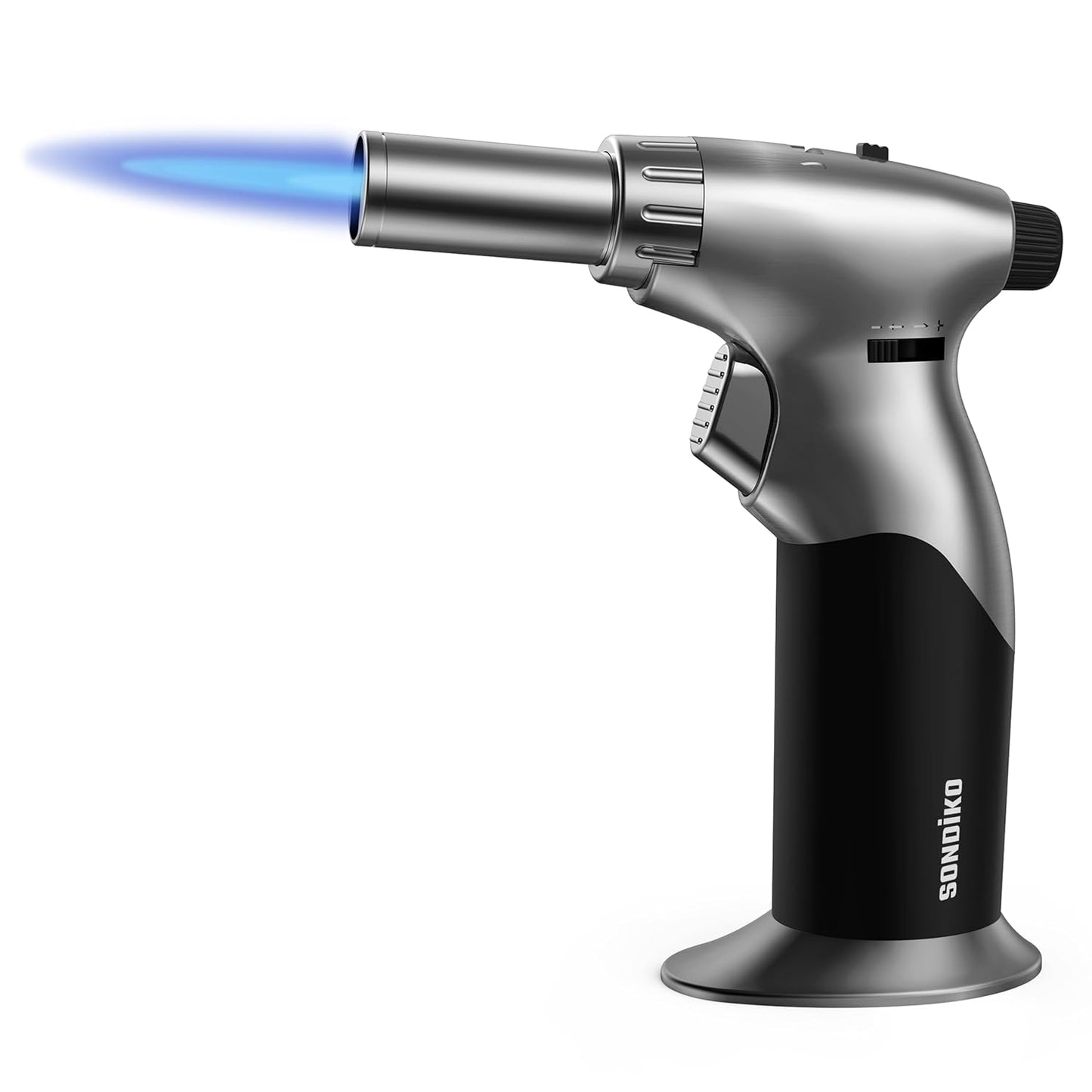 Sondiko Kitchen Torch - Butane Refillable Blow Torch for BBQ & Crème Brûlée | Sleek Black Design