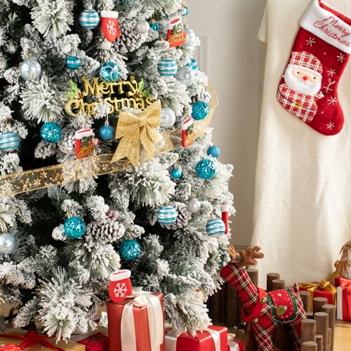 Blue & Silver Christmas Ball Ornaments Set - Shatterproof Plastic Holiday Decorations