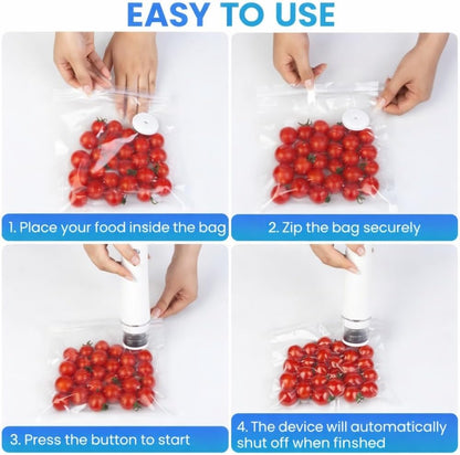 Preserve Compact Vacuum Sealer - Powerful Handheld Food Sealer with 30 Reusable Bags | Meal Saver
