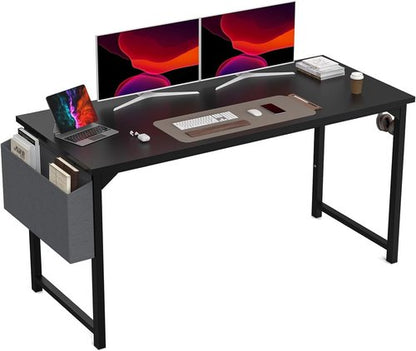 DUMOS 63-Inch Modern Office Computer Desk - Stylish Writing Table for Home & Bedroom - Black
