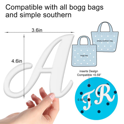 Hikkcos 3 Pcs Letter Charms for Bogg Bag Clips Insert Bogg Bag Accessories Charm Decorative Alphabet Charm for Handbag Beach Tote Bag Simple Modern Beach Bag, Rubber Tote Bag