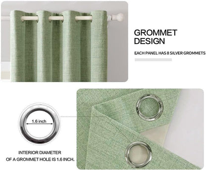MIULEE Blackout Curtains - 100% Thermal Insulated Linen Texture Drapes | Sage Green, 52x45 Inch (2 Panels)
