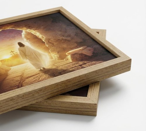 KYSNGMT Framed Jesus Resurrection Wall Art - He Is Risen Canvas Print for Home Decor | Easter Religious Gift