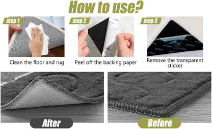 Rug Tape by [Brand Name] - Non-Slip Double-Sided Adhesive for Hardwood Floors | 12 Pcs, No Residue