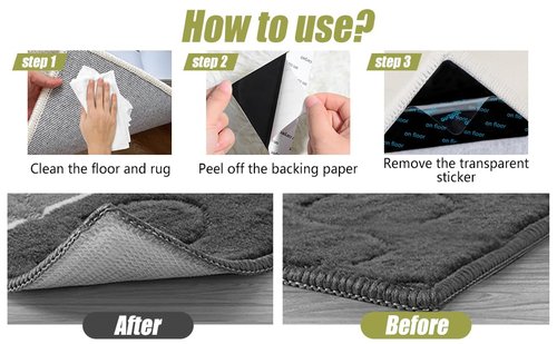 12 Pcs Rug Tape, Non Slip Carpet Tape for Hardwood Floors, Double-Sided Adhesive Rug Stickers Keep Corners Flat, No Residue/BPA-Free