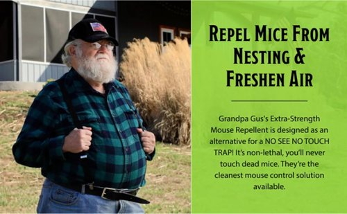 Grandpa Gus’s Extra-Strength Mouse Repellent Pouches - Natural Peppermint & Cinnamon Oil | 1.75 Oz (Pack of 10)