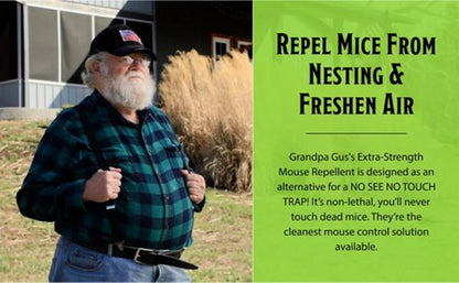 Grandpa Gus’s Extra-Strength Mouse Repellent Pouches - Natural Peppermint & Cinnamon Oil | 1.75 Oz (Pack of 10)