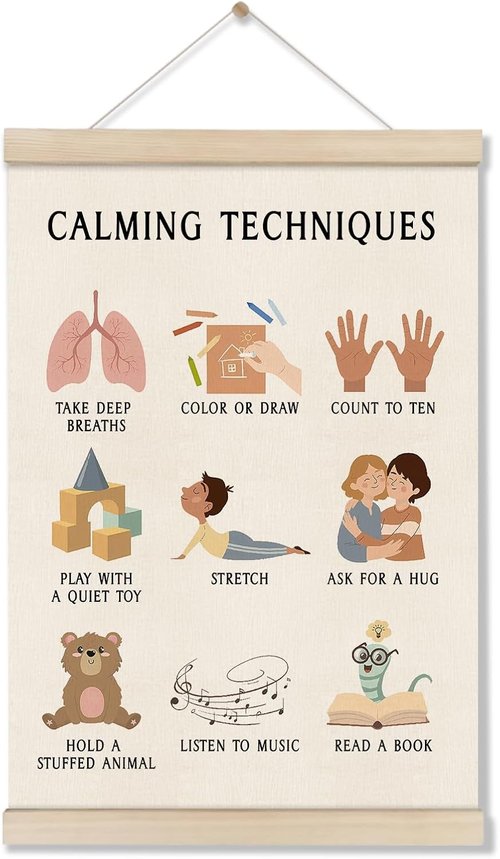 Doi-Lanee Mental Health Poster Frame - Educational Boho Wall Art for Calming Spaces | 16x12 Inch