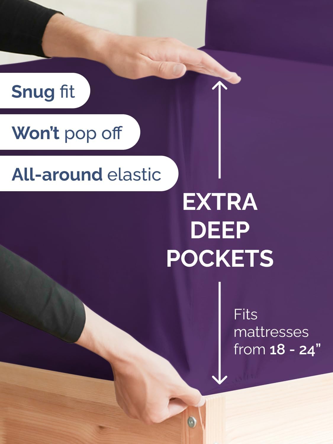 Skiennix Extra Deep Cal King Sheet Set | 6-Piece Breathable Cooling Bedding - Soft, Wrinkle-Free Purple