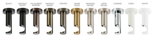 Ivilon Ceiling or Wall Mount Curtain Rod Brackets Holders for Curtain Rods of 7/8 and 1 Inch Diameter. Set of 2. Color Black