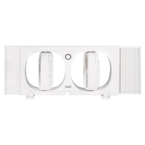 Comfort Zone Living Comfort 9-Inch Twin Window Fan with 2 Speeds & Individually 180° Rotating Fan Heads, Removable Bug Screen – Ideal for Home, Kitchen, Bedroom & Office
