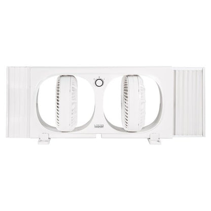 Comfort Zone Living Comfort 9-Inch Twin Window Fan with 2 Speeds & Individually 180° Rotating Fan Heads, Removable Bug Screen – Ideal for Home, Kitchen, Bedroom & Office