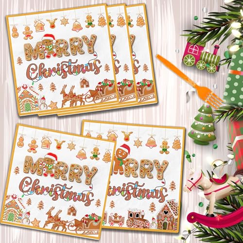 48Pcs Gingerbread Christmas Napkins Party Decorations - Food-Grade Paper