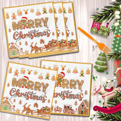 48Pcs Gingerbread Christmas Napkins Party Decorations - Food-Grade Paper