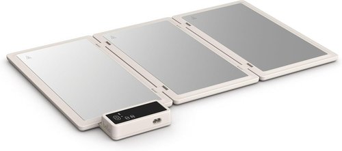 Bella Fold & Store Warming Tray - Adjustable Temperature & Timer | Compact 24.8” to 8.3” Design, Auto Shutoff, Stainless Steel