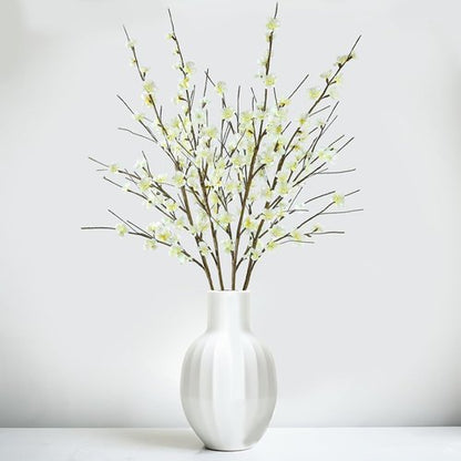 Krissing Cherry Blossom Branches - 39” Tall Artificial White Flowers for Home & Wedding Decor