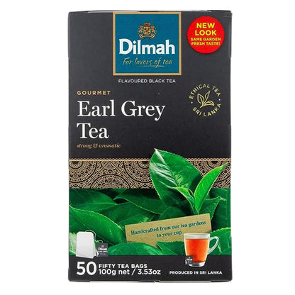 Dilmah Earl Grey - 50 String and Tag Tea Bags (Pack of 3)-Robust and bright Ceylon tea, gently fused with Bergamot flavour-Brew Hot Iced Tea