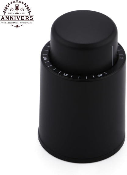 [4 Pack] Vacuum Wine Bottle Stopper Wine Cork Air Pump Wine Stopper Saver Sealer, Reusable Leak Proof Silicone Seal Keep Fresh with Date Scale for All Bottles, Bouchon Bouteille de Vin