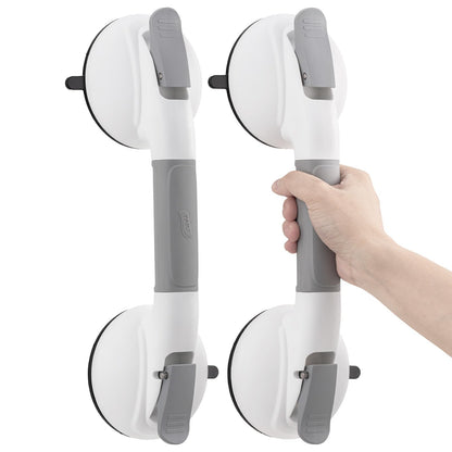 TAILI Grab Bars for Bathtubs and Showers,2 Pack Shower Handles for Elderly Suction,Maximum 330lbs,Shower Grab Bar with Upgraded Rubber Suction Cups,Safety Grip for Senior, No Drilling Removable,Grey