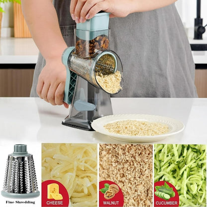 Rotary Cheese Grater - Multi-Purpose Stainless Steel Shredder With Handle for Effortless Grating (Blue)