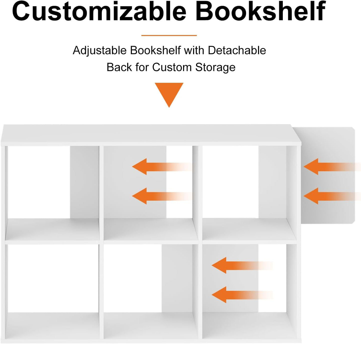 Sweetcrispy 6 Cube Storage Organizer - Versatile Open Cube Bookshelf with Removable Back Panels | 36" L x 11.6" W x 24" H, White