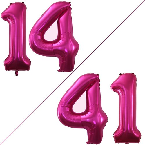 GOER Jumbo 14 Balloons - 42 Inch Foil Helium Decorations for 14th Birthday Party | Bright Peach