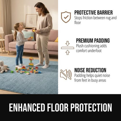 GORILLA GRIP Premium Dual Sided Extra Thick Rug Gripper Pad for Hardwood Floors, Breathable Slip Resistant Pad Grips Under Carpet Area Rugs for Hard Surface Floor Protection, Easy Trim Mats, 2x3 Beige