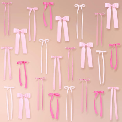 Skiennix 40Pcs Pink Bow Wall Decor - DIY Photo Backdrop & Garland for Birthday, Baby Shower, Bachelorette Parties