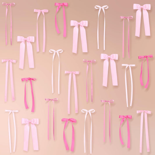 Skiennix 40Pcs Pink Bow Wall Decor - DIY Photo Backdrop & Garland for Birthday, Baby Shower, Bachelorette Parties