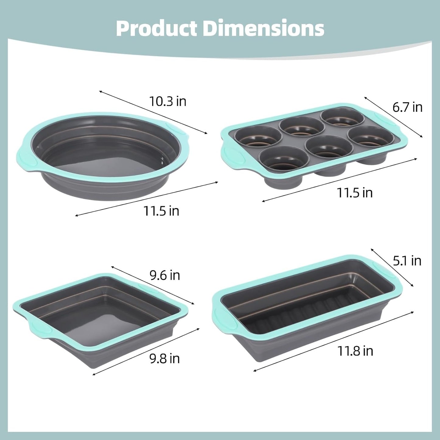 Skiennix Silicone Baking Pan Set - 4PCS Nonstick Kitchen Bakeware with Grip Handles & Metal Frame