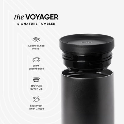 Simple Modern Voyager Signature Travel Coffee Mug - 360° Lid, Insulated Stainless Steel, 16oz | Almond Birch